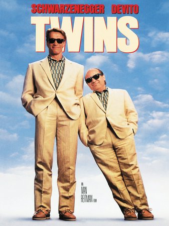Twins, Arnold Schwarzenegger,Danny DeVito,Kelly Preston,Chloe Webb,Bonnie Bartlett,Marshall Bell,Trey Wilson,David Caruso,Hugh O'Brian,Tony Jay
