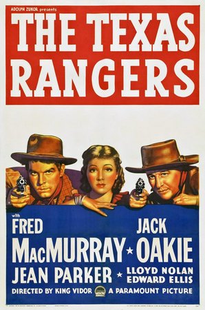 The Texas Rangers, Fred MacMurray,Jack Oakie,Jean Parker,Lloyd Nolan,Edward Ellis,Ben Bartlett,Elena Martinez,Frank Shannon,Frank Cordell,Richard Carle