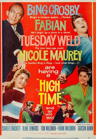 High Time, Bing Crosby,Fabián,Nicole Maurey,Tuesday Weld,Richard Beymer,Yvonne Craig,Patrick Adiarte,Jimmy Boyd,Kenneth MacKenna,Gavin MacLeod