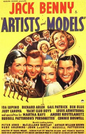 Artists and Models, Ida Lupino,Richard Arlen,Jack Benny,Gail Patrick,Ben Blue,Judy Canova,Cecil Cunningham,Donald Meek,Hedda Hopper,Sandra Storme