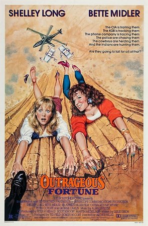Outrageous Fortune, Bette Midler,Shelley Long,Peter Coyote,Robert Prosky,John Schuck,George Carlin,Anthony Heald,Ji-Tu Cumbuka,Florence Stanley,Jerry Zaks