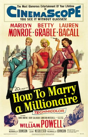 How to Marry a Millionaire, Betty Grable,Marilyn Monroe,Lauren Bacall,Cameron Mitchell,David Wayne,Rory Calhoun,Alexander D'Arcy,Fred Clark,William Powell,George Dunn